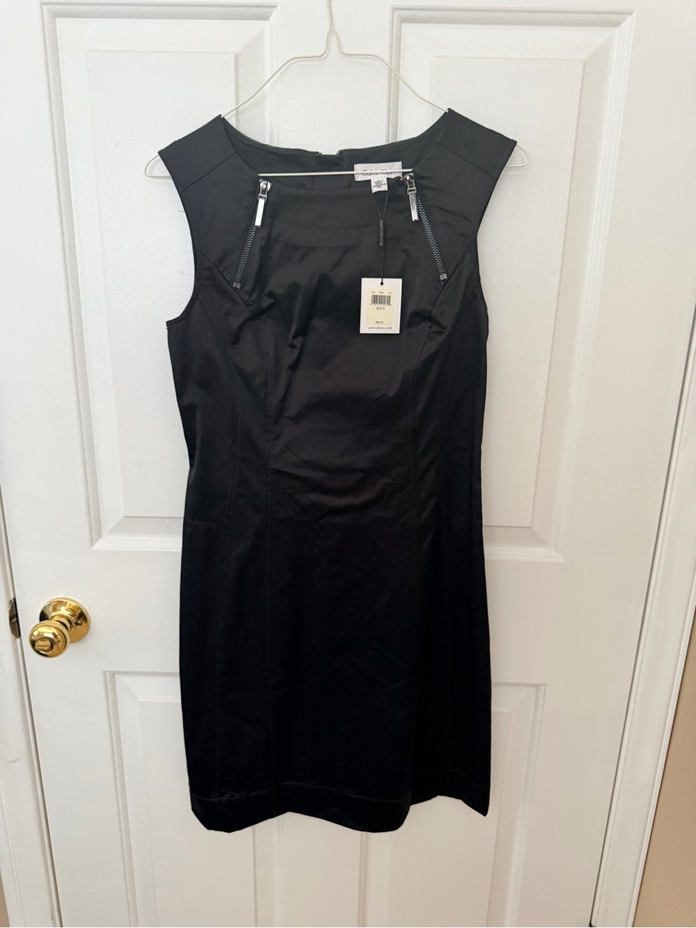 Calvin Klein Black Zip-Accent Sleeveless Sheath Dress